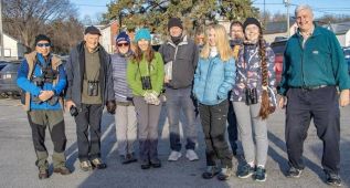 Four of the survey teams checking in with each other at the start of a very mid-fall like Christmas Bird Count on December 16.